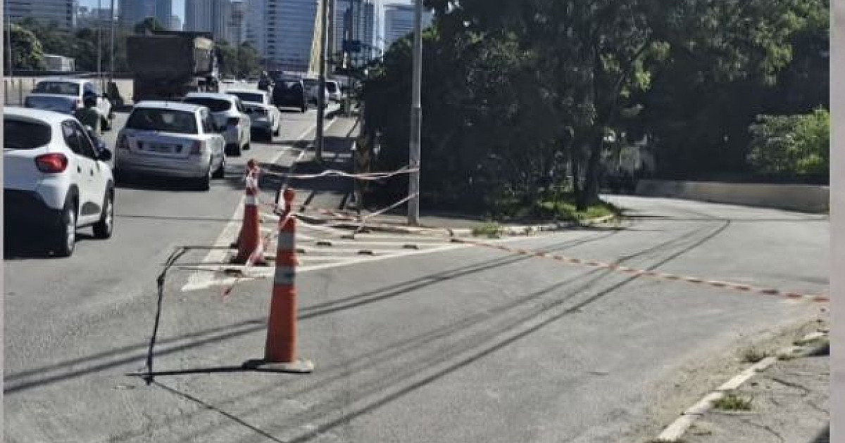 Alça de acesso à Rua da Prata na lateral da ponte Akira Hashimoto é interditada