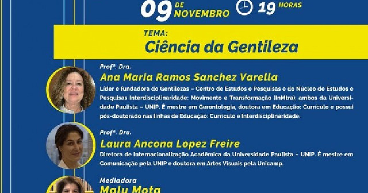 UNIP realiza debate online sobre a Ciência da Gentileza