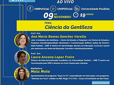 UNIP realiza debate online sobre a Ciência da Gentileza