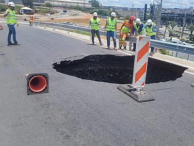 Alça de acesso da Castello Branco é interditada após afundamento de pista