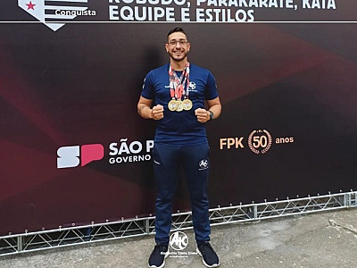 Professor de karatê do ATC conquista três medalhas em Campeonato Paulista de Kobudo do FPK