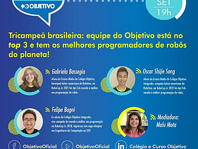 Objetivo promove live com programadores de robôs