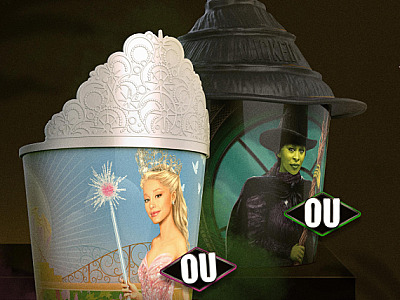 Cinemark lança combo exclusivo de ‘Wicked’ com baldes colecionáveis de Elphaba e Glinda