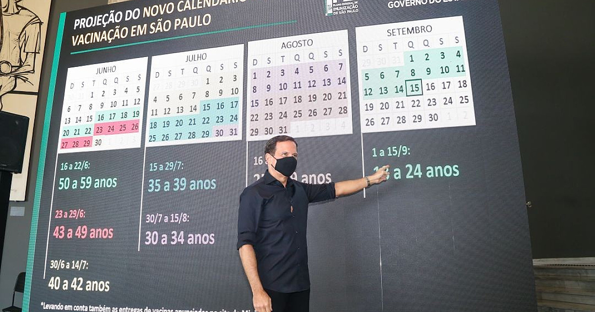 Governo de SP anuncia vacinação para a população adulta até 15 de setembro