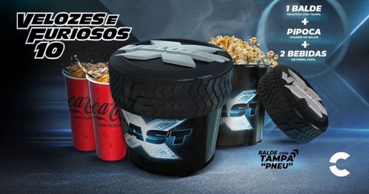 Cinépolis cria combo de "Velozes e Furiosos 10" com tampa em formato de pneu