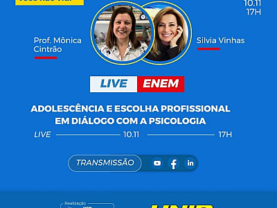 UNIP e Objetivo promovem live com o tema “Adolescência e escolha profissional em diálogo com a Psico