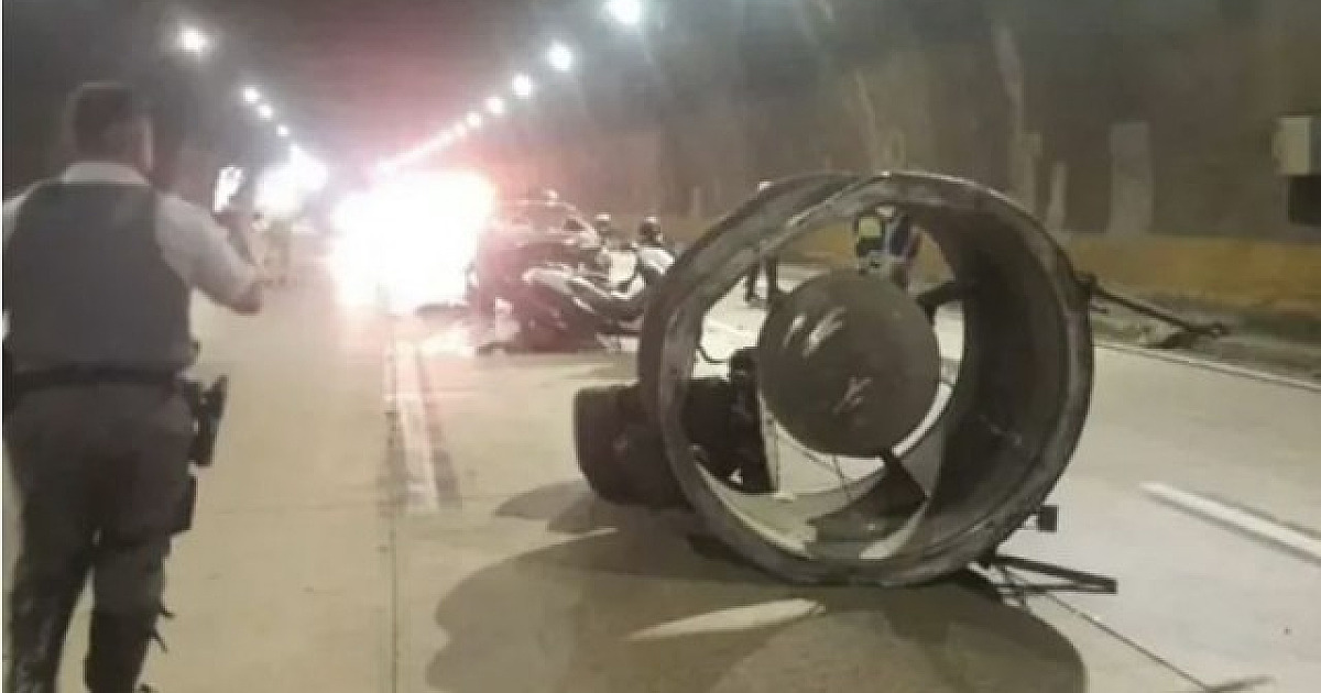 Ventilador de túnel do Rodoanel cai e causa acidente entre veículos
