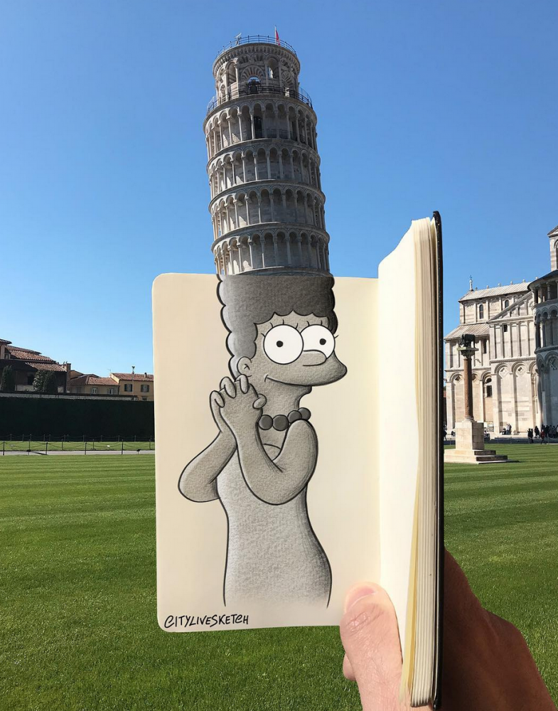 Artista mistura personagens de desenhos com famosos monumentos