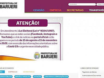 Em Barueri, durante período pré-eleitoral, informações podem ser solicitadas com órgão público