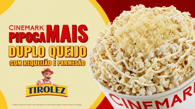 Tirolez e Cinemark lançam pipoca com duplo queijo e snack infantil