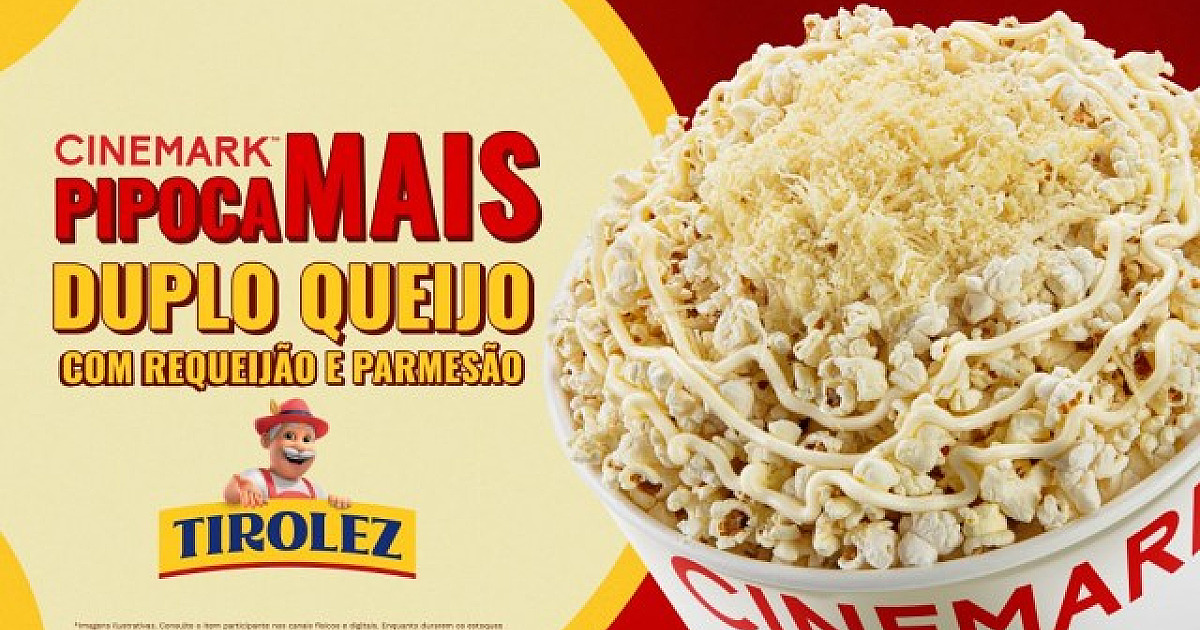 Tirolez e Cinemark lançam pipoca com duplo queijo e snack infantil