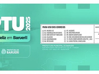 Em Barueri, carnês do IPTU 2025 começam a ser entregues na 2ª quinzena de fevereiro