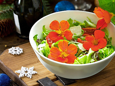 Saiba como decorar pratos com flores comestíveis para as ceias de final de ano