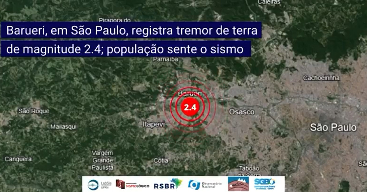 Barueri registra tremor de terra, afirma Rede Sismográfica Brasileira