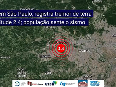 Barueri registra tremor de terra, afirma Rede Sismográfica Brasileira