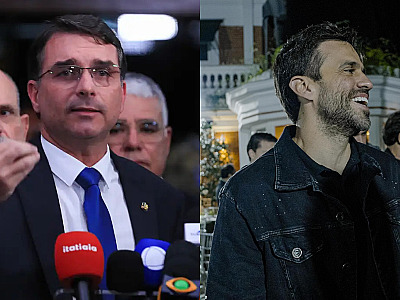 Pablo Marçal declara apoio a Flávio Bolsonaro durante evento em Barueri