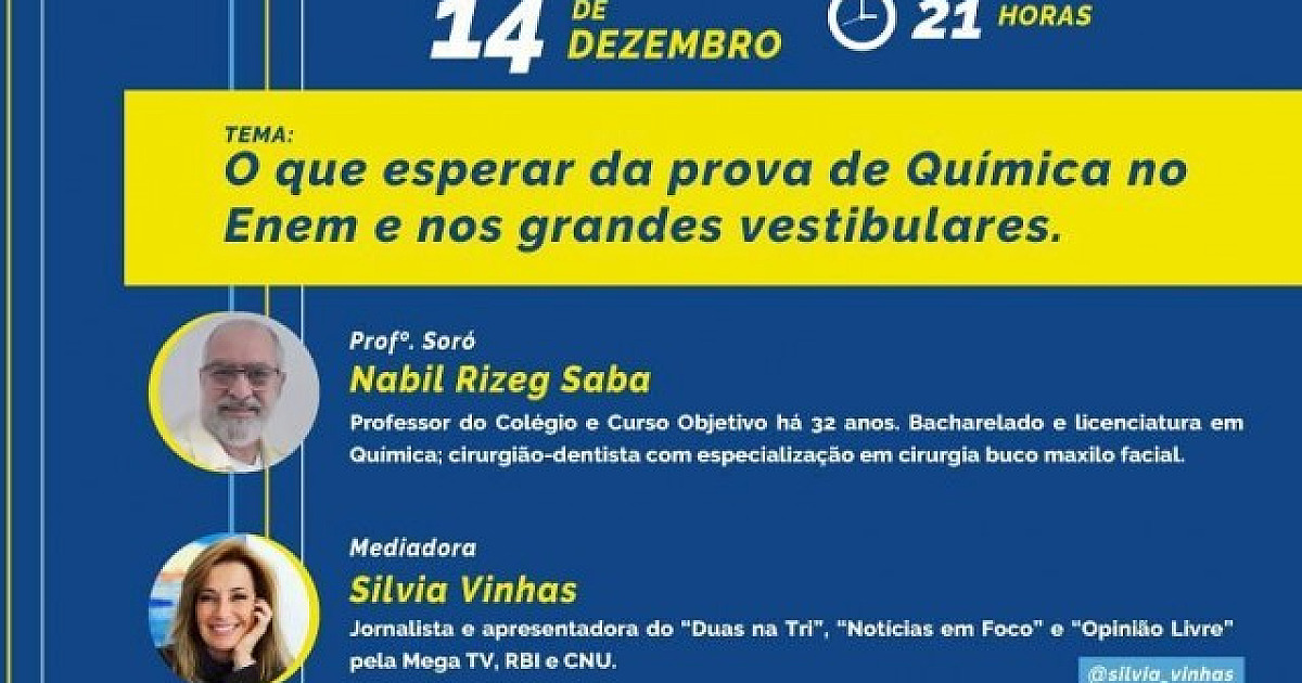 Objetivo promove live sobre as provas de Química nos vestibulares