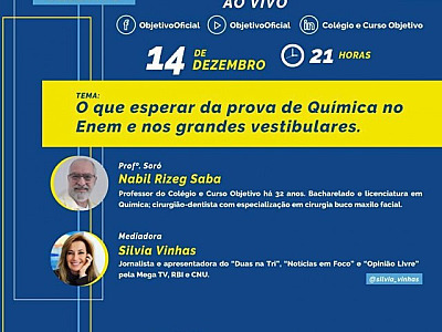 Objetivo promove live sobre as provas de Química nos vestibulares