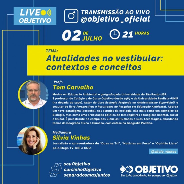 UNIP e Objetivo promovem live “Atualidades no vestibular” nesta quinta-feira (2)