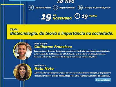 Objetivo realiza debate online sobre Biotecnologia
