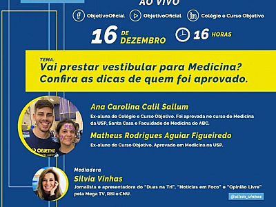 Objetivo traz alunos aprovados em medicina na USP para contar em live suas experiências