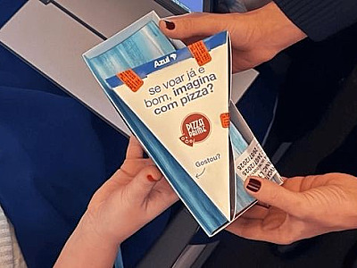 Azul e Pizza Prime ampliam parceria e servem pizzas em voos internacionais para Europa