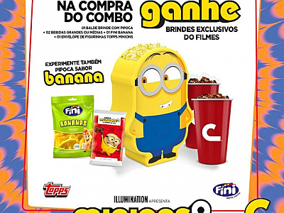 Cinemark aposta em combo com pipoca sabor banana para “Minions 2”