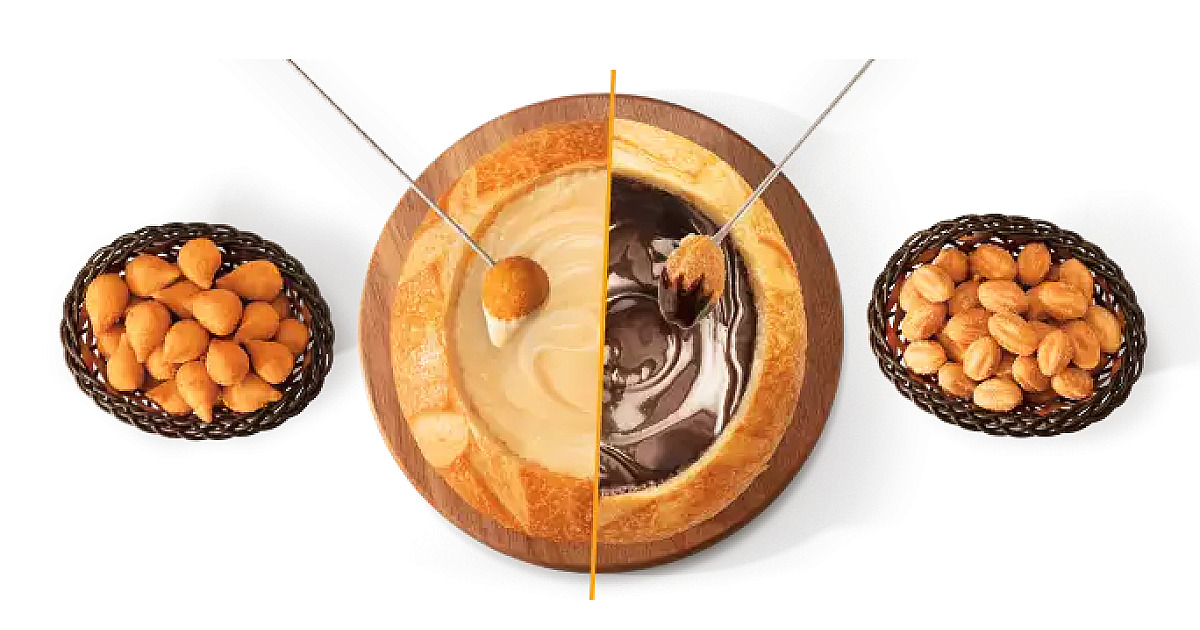 Ragazzo aposta em fondue de coxinha e churros