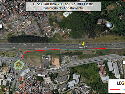 Novo trecho de acostamento na rodovia Castello Branco será interditado a partir de quarta-feira (12)