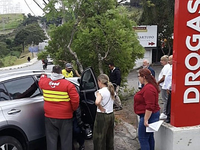 Motorista perde o controle e bate veículo em árvore na Av. Yojiro Takaoka