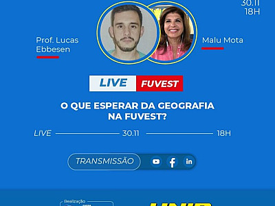 “O que esperar da Geografia na Fuvest?” é tema de live da UNIP e do Objetivo