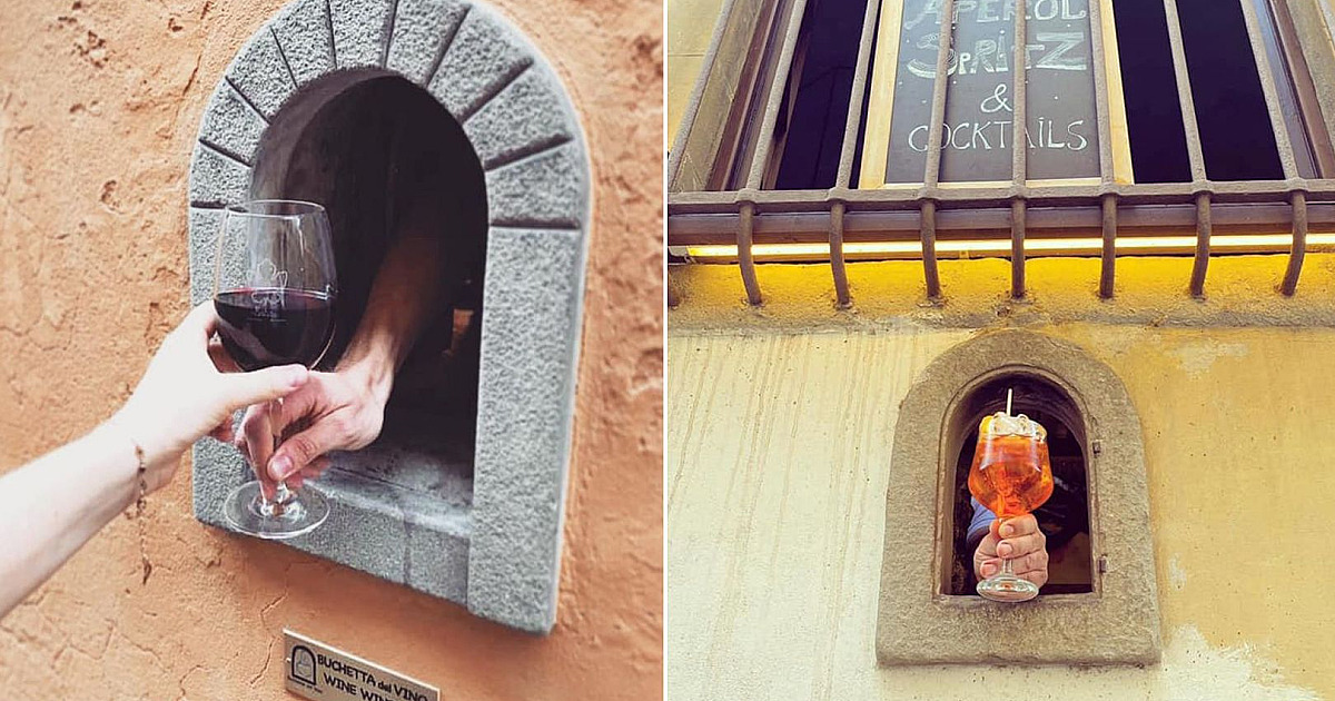‘Janelas de vinho’ medievais voltam a funcionar na Itália para driblar a pandemia