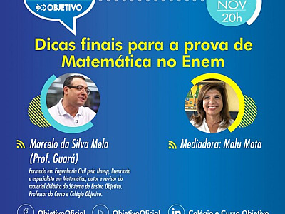 Objetivo apresenta a live “Dicas finais para a prova de Matemática no Enem”