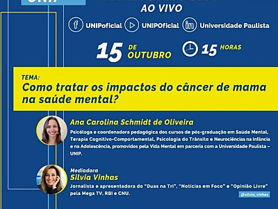 UNIP realiza debate online sobre os impactos do câncer de mama na saúde mental