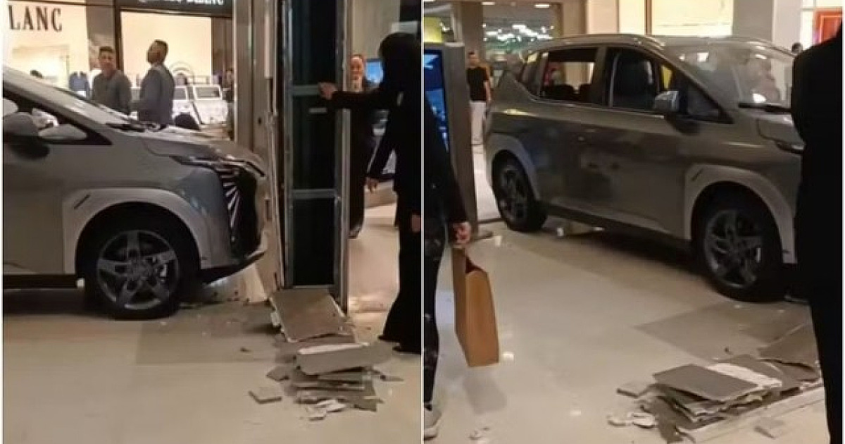 Criança bate carro que estava exposto em shopping de SP