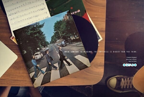 Álbuns do Nirvana e Beatles tem partes apagadas para alertar sobre pessoas desaparecidas