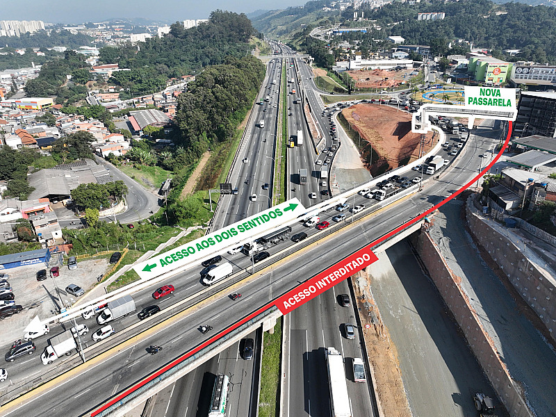 Obras na Castello Branco alteram circulação de pedestres sob viaduto Ottone Rusalen em Barueri