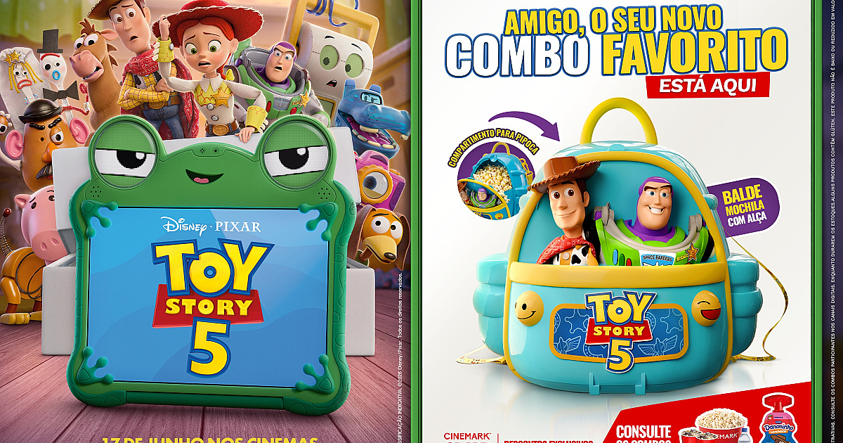 Cinemark abre pré-venda de combos colecionáveis de ‘Toy Story 5’ em parceria com Danoninho
